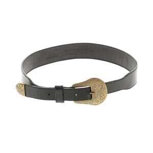 VTG Banana Republic Black Western Embroidered Brass Belt Medium